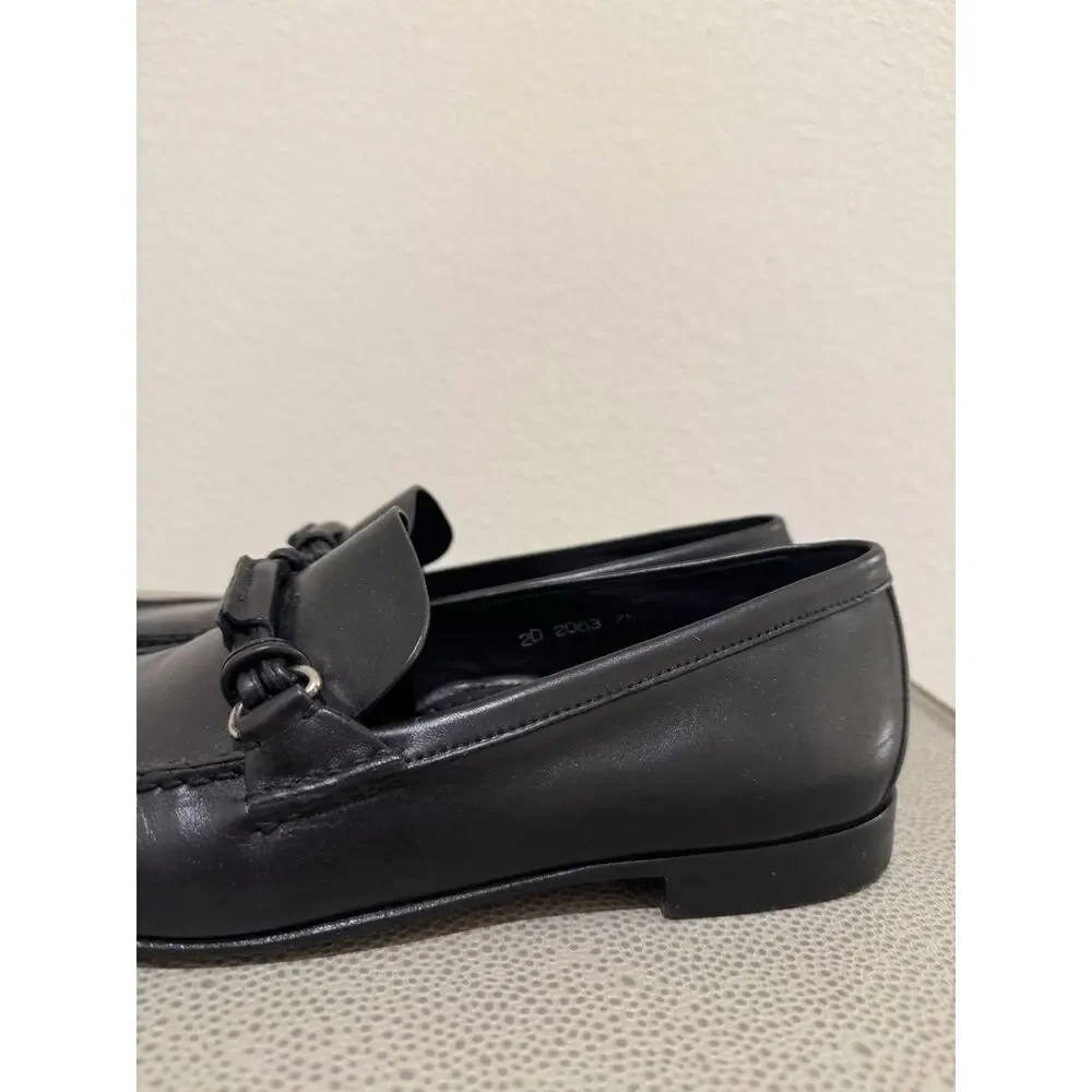 Prada Black Leather Square Toe Horsebit Loafers Prada 7.5 US 8.5